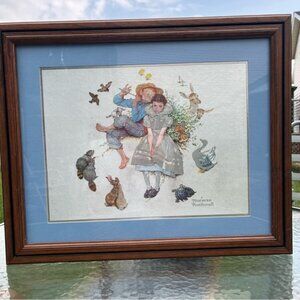 Norman Rockwell "Sweet Song So Young" Color Metallic Textured Foil Art Framed